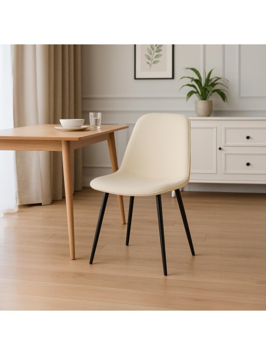 Set van 2 Maryam fluwelen eetkamerstoelen, crème