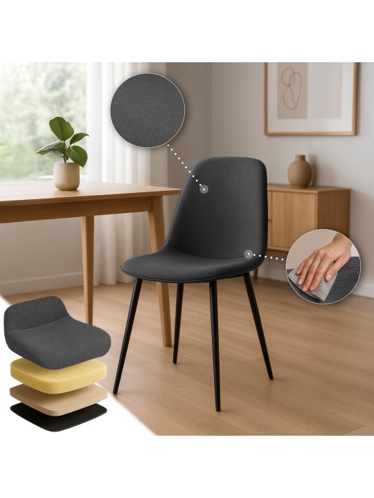 Set van 2 eetkamerstoelen Maryam stof, donkergrijs