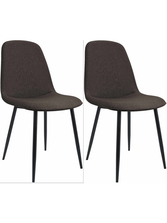 Set van 2 eetkamerstoelen Maryam stof, bruin