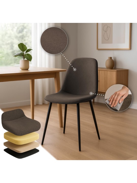 Set van 2 eetkamerstoelen Maryam stof, bruin