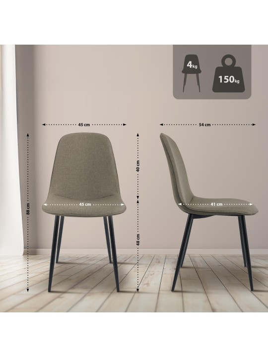 Set van 2 eetkamerstoelen Maryam stof, taupe