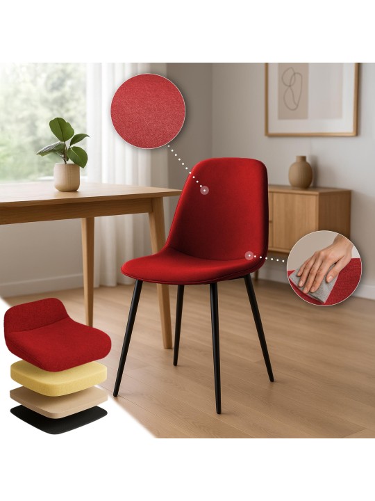 Set van 2 eetkamerstoelen Maryam stof, rood