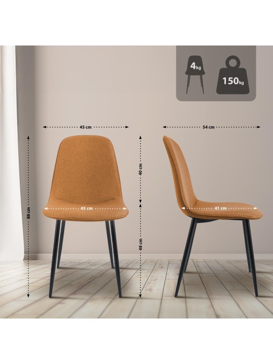 Set van 2 eetkamerstoelen Maryam stof, oranje