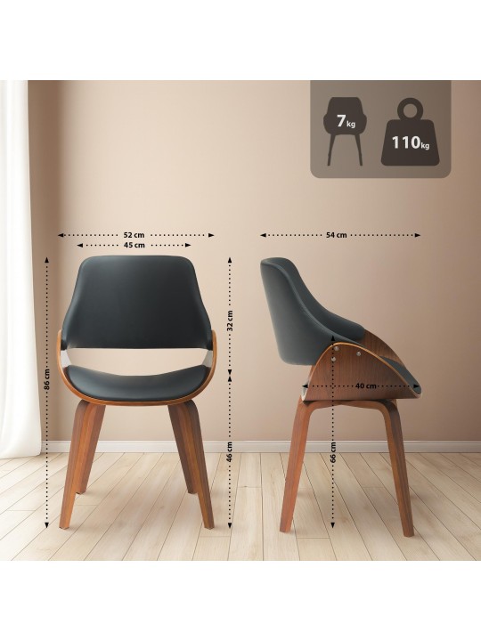 Set van 2 eetkamerstoelen Vangale, walnoot/zwart