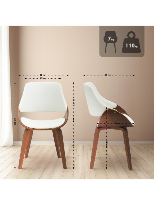 Set van 2 eetkamerstoelen Vangale, walnoot/wit