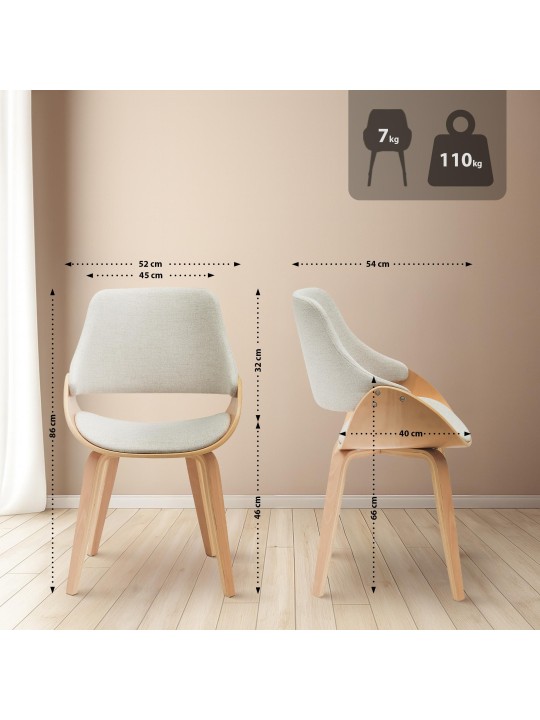 Set van 2 eetkamerstoelen Vangale, naturel/crème