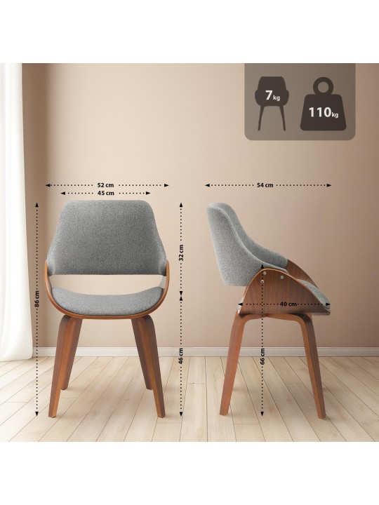 Set van 2 eetkamerstoelen Vangale, walnoot/donkergrijs