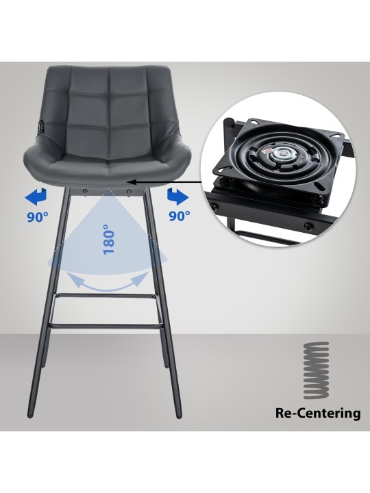 Set van 4 Weston draaibare barkrukken van kunstleer, grijs Set van 4 Weston draaibare barkrukken van kunstleer, grijs