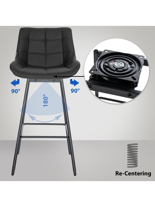 Set van 4 Weston draaibare barkrukken van kunstleer, zwart Set van 4 Weston draaibare barkrukken van kunstleer, zwart