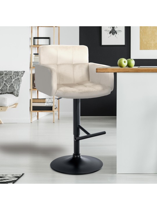 Set van 2 barkrukken Los Angeles fluweel, crème