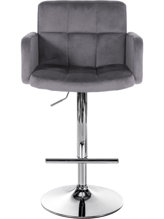 Set van 2 barkrukken Los Angeles fluweel chroom, donkergrijs