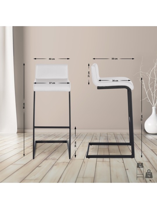 Set van 2 barkrukken Newport B kunstleer, wit