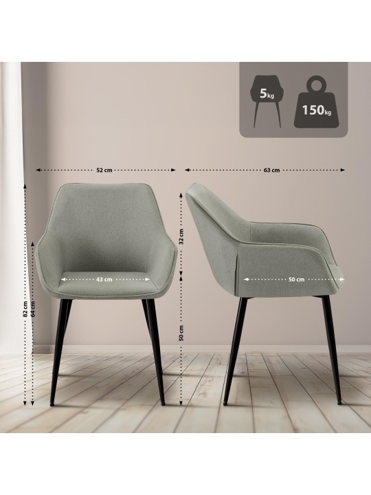 Eetkamerstoel Vessa stof, lichtgrijs Eetkamerstoel Vessa stof, lichtgrijs