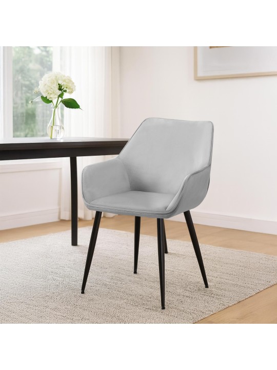 Eetkamerstoel Vessa fluweel, lichtgrijs