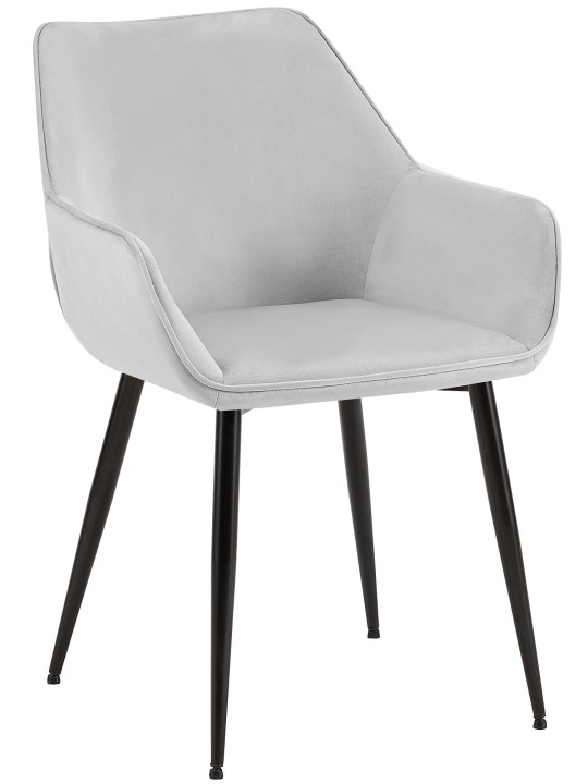 Eetkamerstoel Vessa fluweel, lichtgrijs