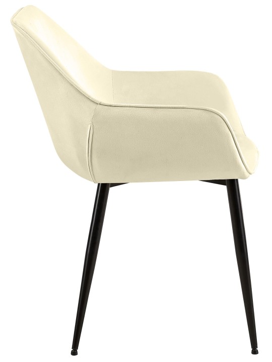 Set van 2 eetkamerstoelen Vessa fluweel, crème