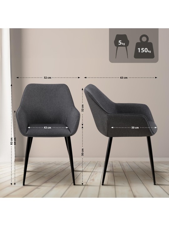 Eetkamerstoel Luena stof, donkergrijs Eetkamerstoel Luena stof, donkergrijs