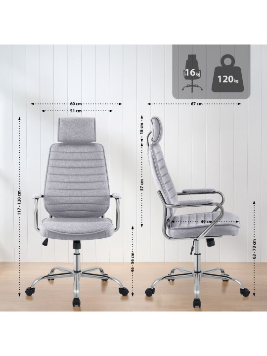 Bureaustoel Rako stof, lichtgrijs