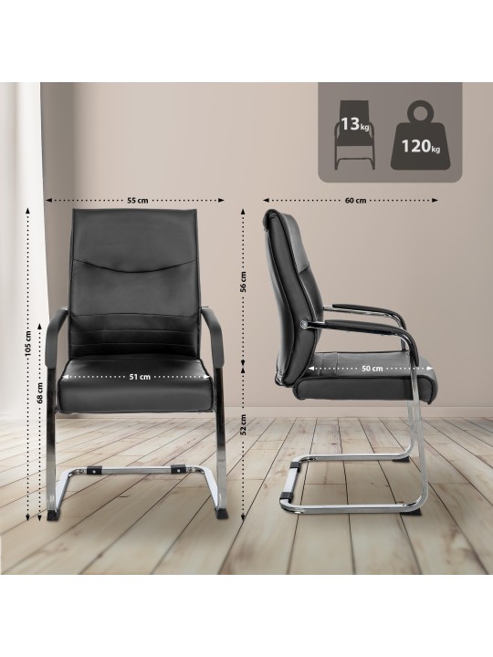 Set van 2 bezoekersstoelen Hobart, zwart