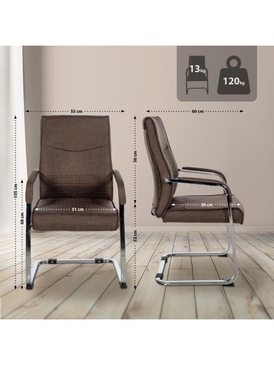 Set van 2 bezoekersstoelen Hobart stof, bruin