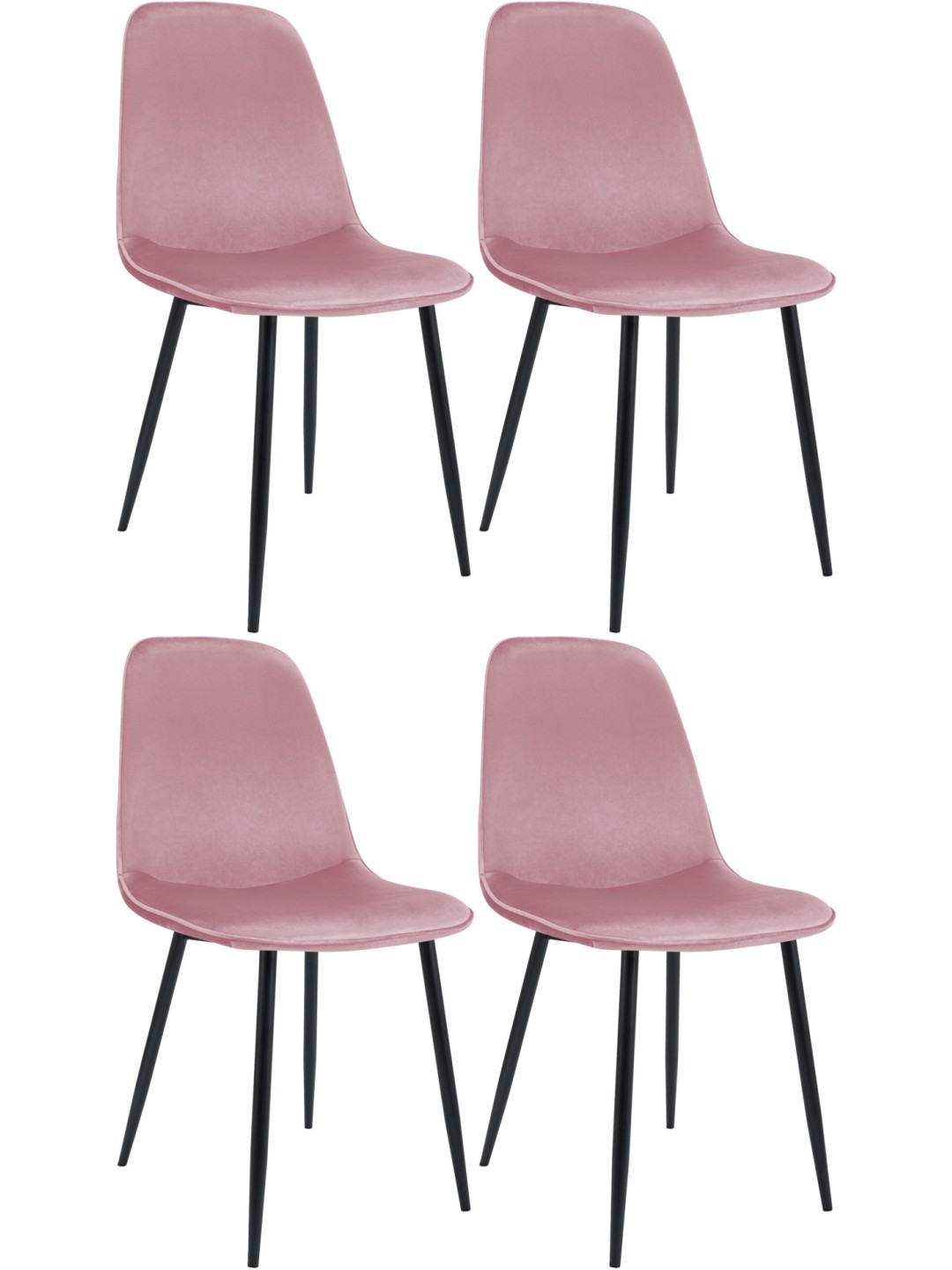 Set van 4 eetkamerstoelen Maryam fluweel, roze