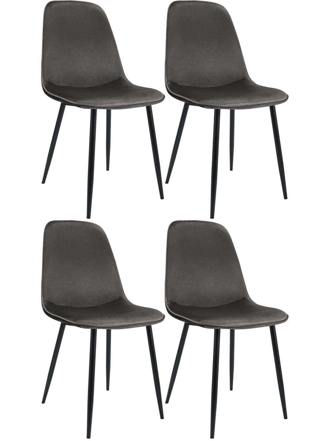 Set van 4 eetkamerstoelen Maryam fluweel, antraciet