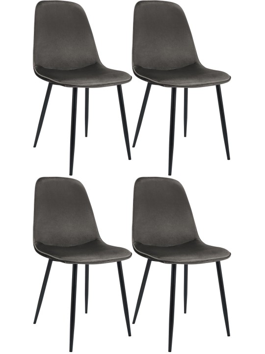Set van 4 eetkamerstoelen Maryam fluweel, antraciet