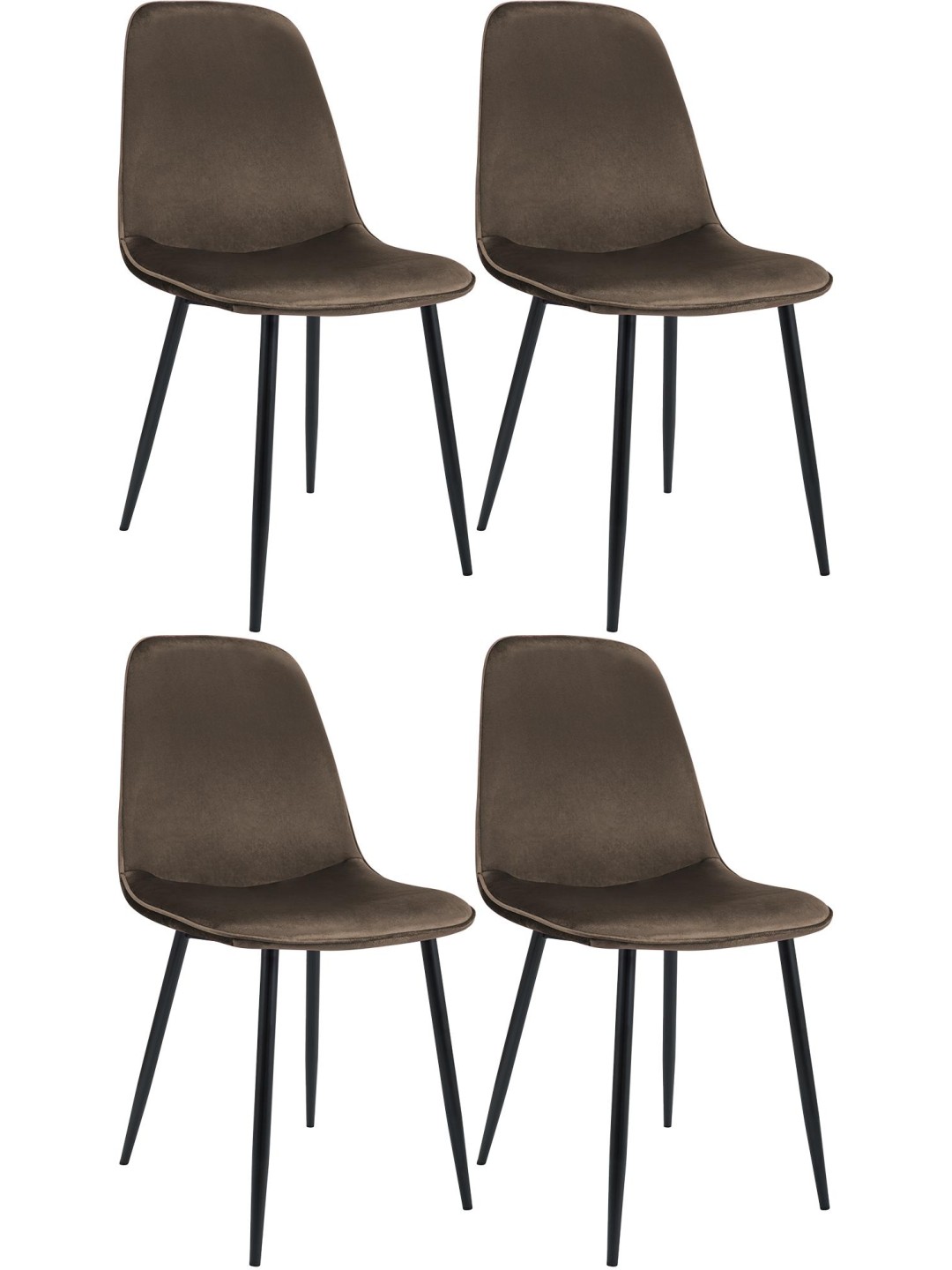 Set van 4 eetkamerstoelen Maryam fluweel, bruin