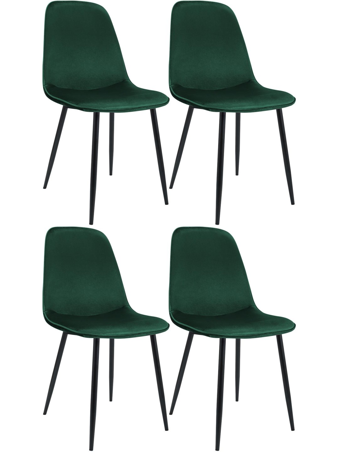 Set van 4 eetkamerstoelen Maryam fluweel, groen
