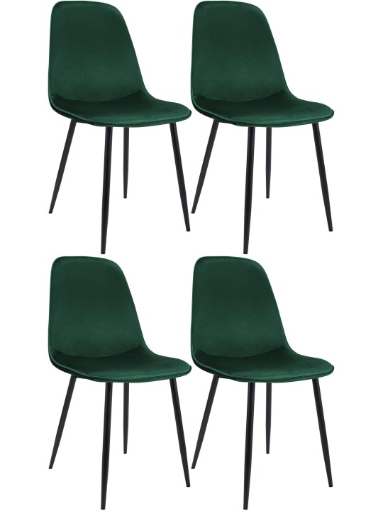 Set van 4 eetkamerstoelen Maryam fluweel, groen