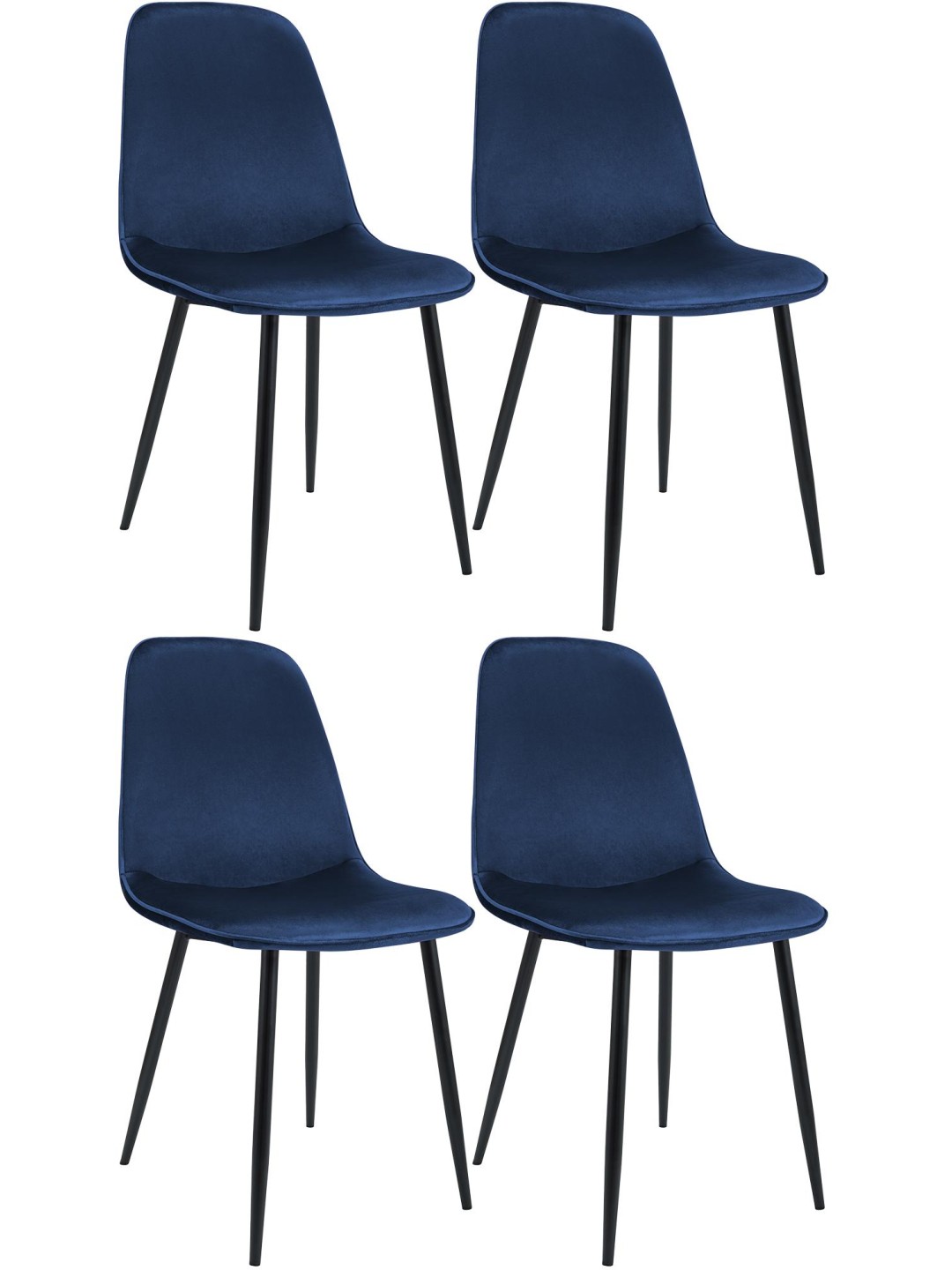 Set van 4 eetkamerstoelen Maryam fluweel, donkerblauw