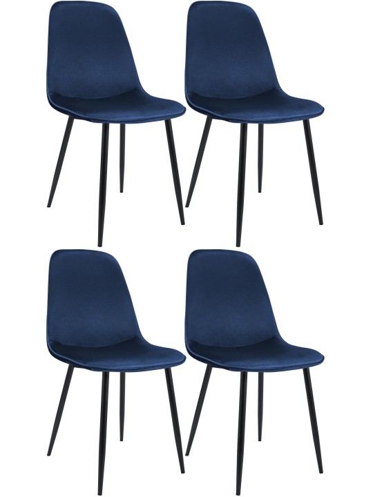 Set van 4 eetkamerstoelen Maryam fluweel, donkerblauw