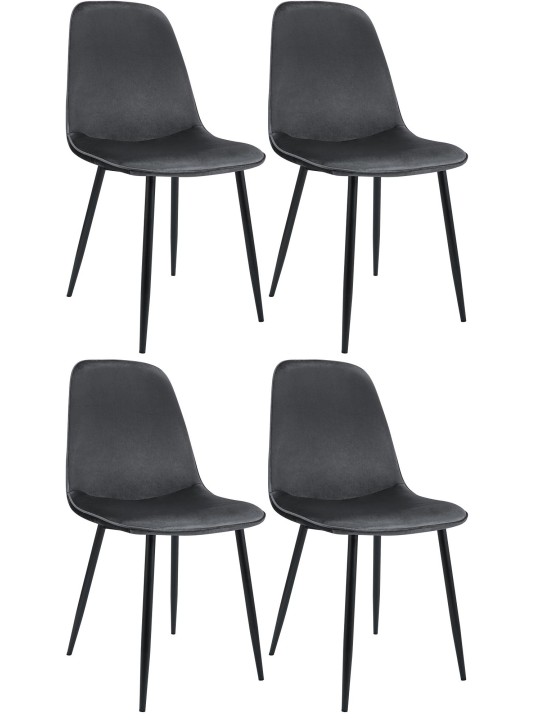 Set van 4 eetkamerstoelen Maryam fluweel, donkergrijs