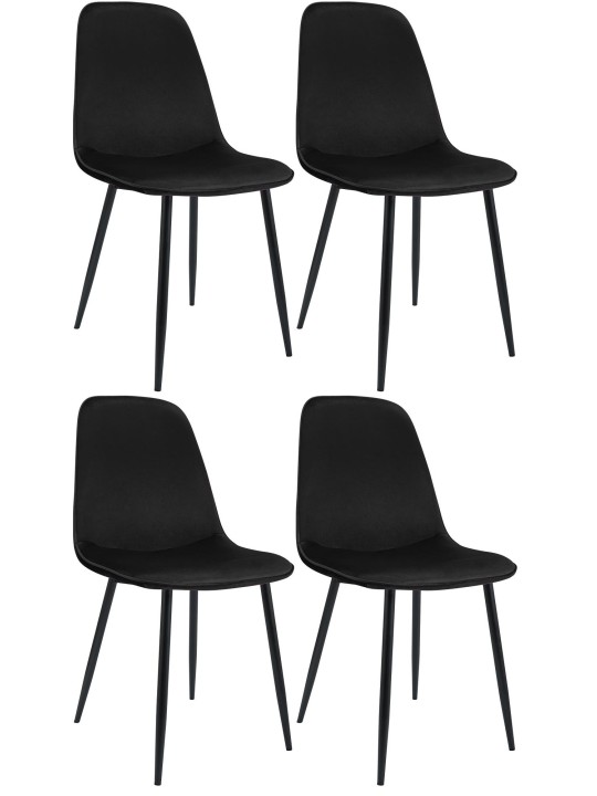 Set van 4 eetkamerstoelen Maryam fluweel, zwart