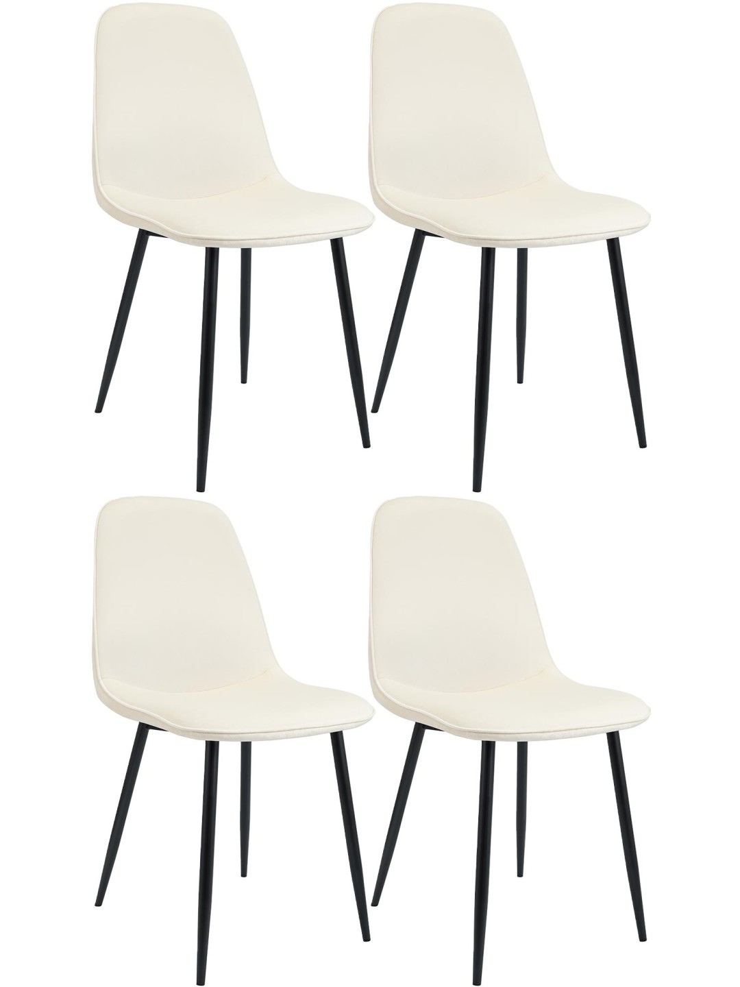 Set van 4 eetkamerstoelen Maryam fluweel, crème