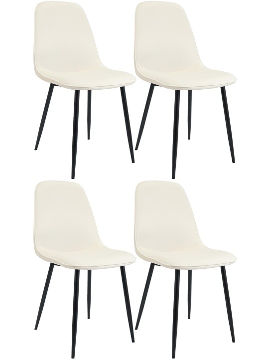 Set van 4 eetkamerstoelen Maryam fluweel, crème