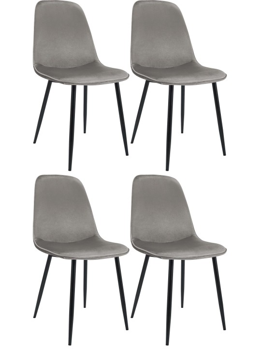 Set van 4 eetkamerstoelen Maryam fluweel, lichtgrijs