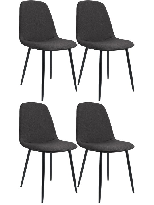 Set van 4 eetkamerstoelen Maryam stof, donkergrijs