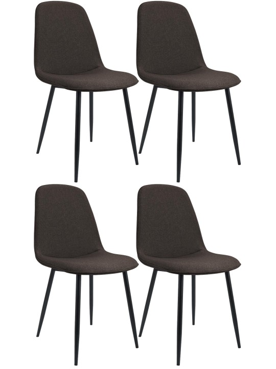 Set van 4 eetkamerstoelen Maryam stof, bruin