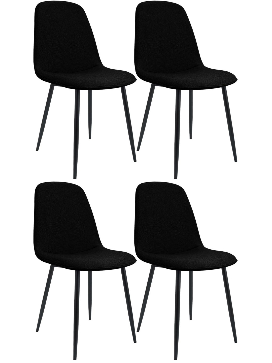 Set van 4 eetkamerstoelen Maryam stof, zwart
