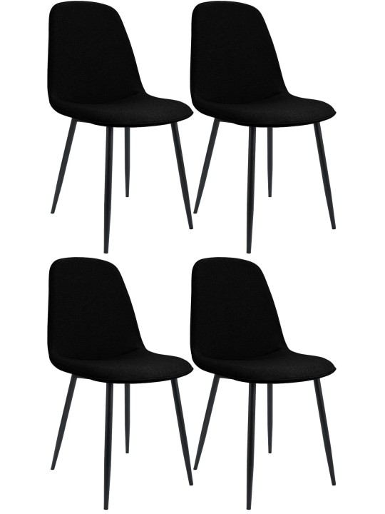 Set van 4 eetkamerstoelen Maryam stof, zwart