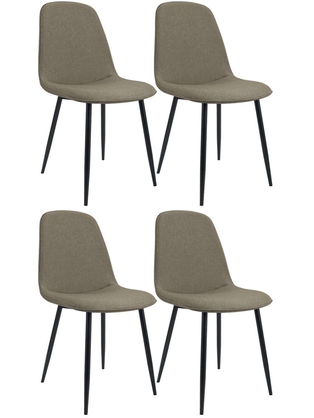 Set van 4 eetkamerstoelen Maryam stof, taupe