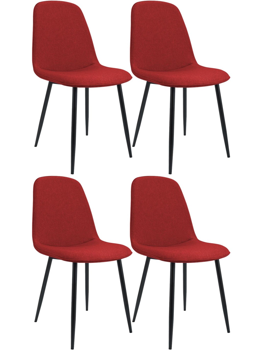 Set van 4 eetkamerstoelen Maryam stof, rood