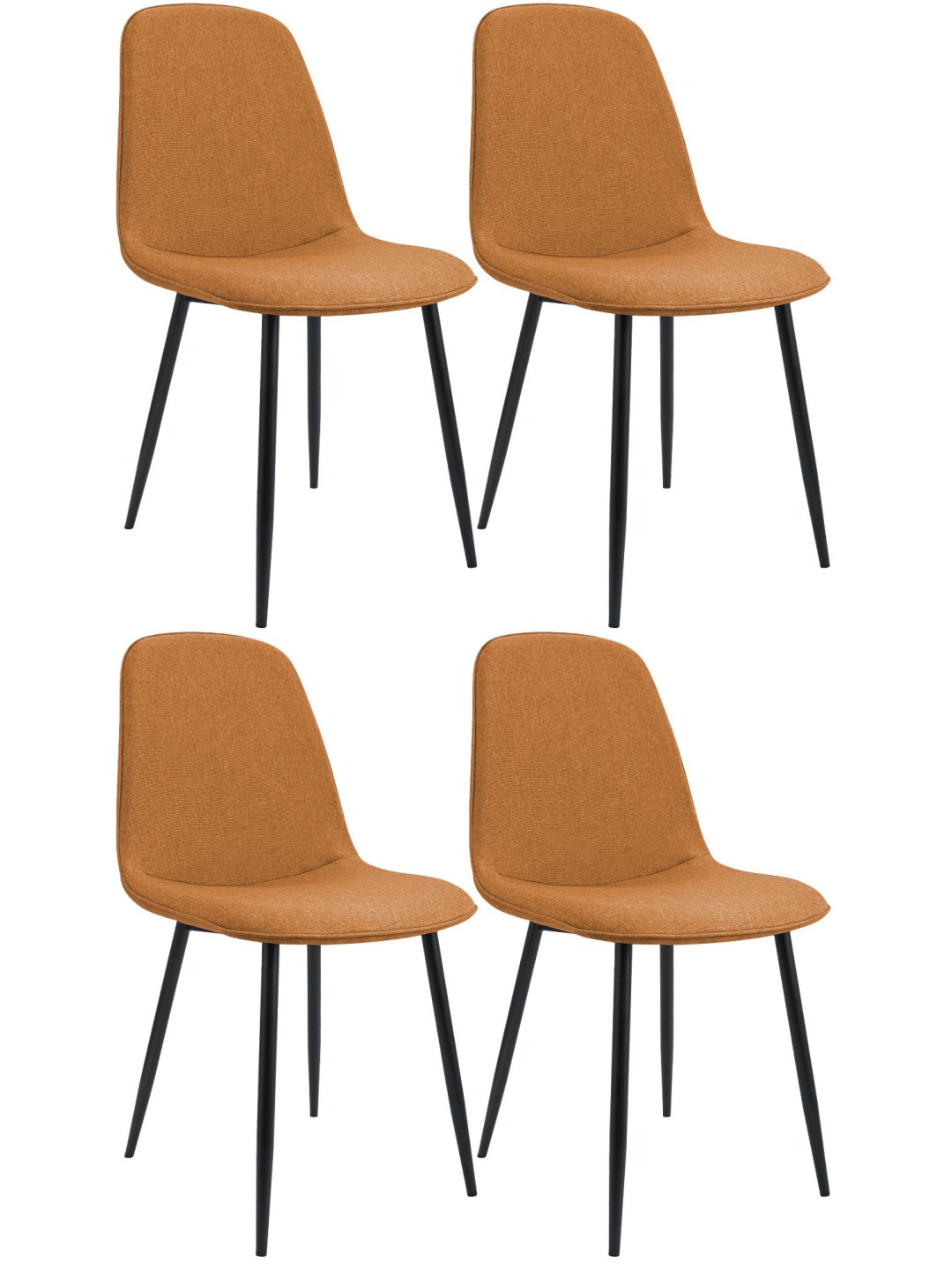 Set van 4 eetkamerstoelen Maryam stof, oranje