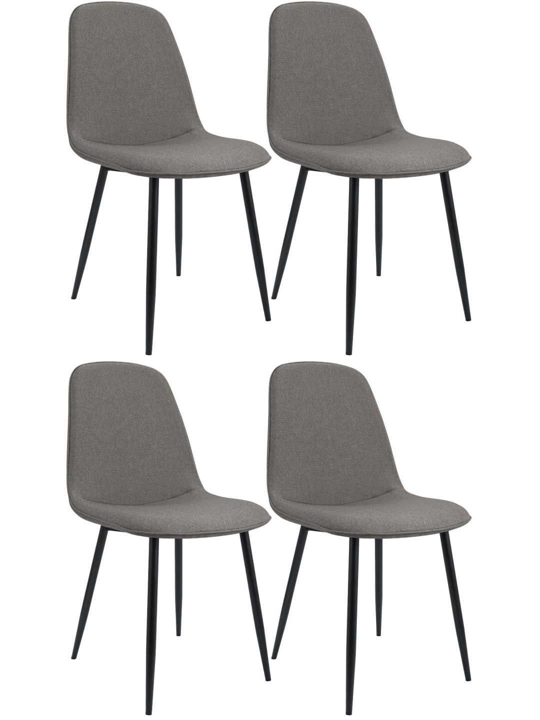 Set van 4 eetkamerstoelen Maryam stof, lichtgrijs