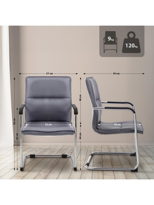 Set van 2 bezoekersstoelen Seattle, grijs