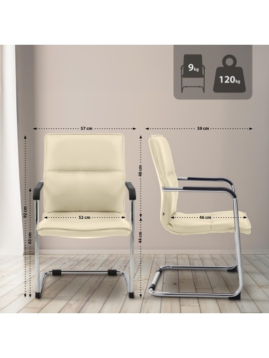 Set van 2 bezoekersstoelen Seattle, crème