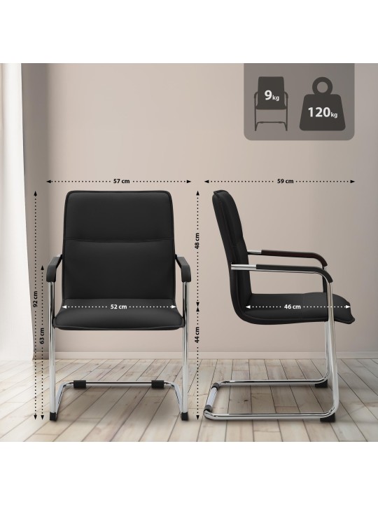 Set van 2 bezoekersstoelen Seattle, zwart