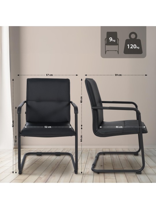 Set van 2 bezoekersstoelen Seattle, zwart/zwart