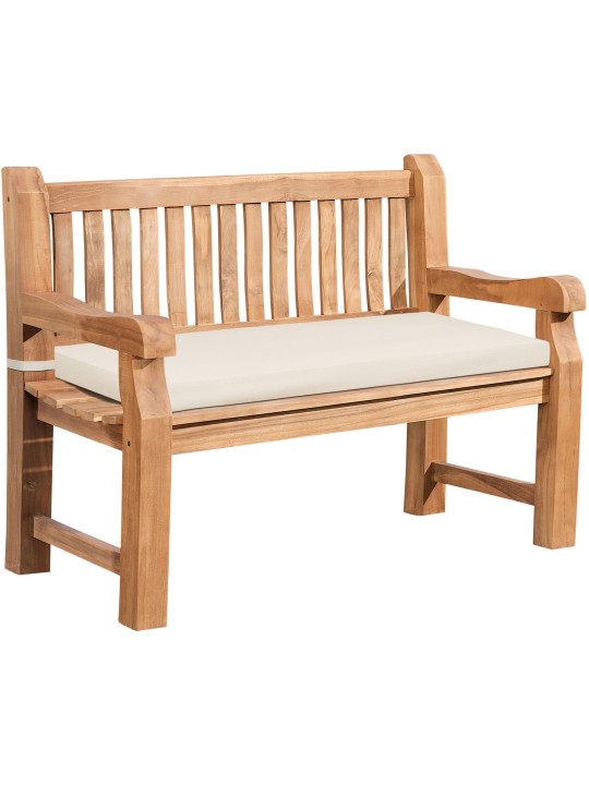Teakhouten bank Jackson met zitkussen 120 cm + teakhout, crème Teakhouten bank Jackson met zitkussen 120 cm + teakhout, crème